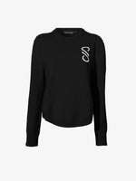 Flat image of Harrison Monogram Sweater in Wool Jacquard in black