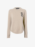 Flat image of Harrison Monogram Sweater in Wool Jacquard in oatmeal