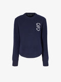 Flat image of Harrison Monogram Sweater in Wool Jacquard in navy