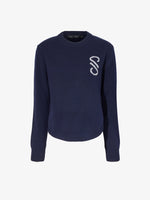 Flat image of Harrison Monogram Sweater in Wool Jacquard in navy