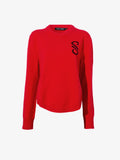 Flat image of Harrison Monogram Sweater in Wool Jacquard in red