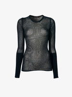 Flat image of Willa Sweater in Sheer Mesh in black