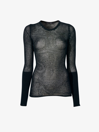 Flat image of Willa Sweater in Sheer Mesh in black