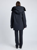 Proenza Schouler Back image of model wearing Wilder Coat in Stretch Nylon with Fleece in BLACK