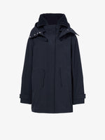 Proenza Schouler Flat image of Wilder Coat in Stretch Nylon with Fleece Lining in black