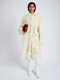 Proenza Schouler Front full length image of model wearing Fiona Coat in Shearling in RESIN