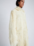 Proenza Schouler Detail image of model wearing Fiona Coat in Shearling in RESIN