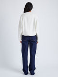 Proenza Schouler Back full length image of model wearing Mona Jacket in Eco DoubleFace Wool in ECRU