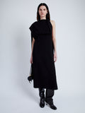 Proenza Schouler Front full length image of model wearing Maude Dress in Matte Viscose Crepe in BLACK