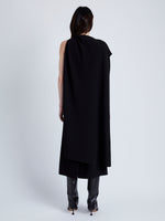 Proenza Schouler Back full length image of model wearing Maude Dress in Matte Viscose Crepe in BLACK