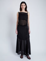 Proenza Schouler Front image of model wearing Dani Dress in Chiffon in black