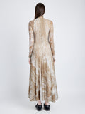 Proenza Schouler Back full length image of model wearing Gemma Dress in Printed Tulle Jersey in WOOD