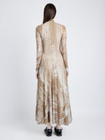 Proenza Schouler Back full length image of model wearing Gemma Dress in Printed Tulle Jersey in WOOD