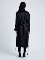 Proenza Schouler Back full length image of model wearing Andy Dress in Technical Satin in BLACK