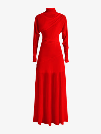 Proenza Schouler Flat image of Paula Dress in Sheer Crepe Jersey in red