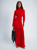 Proenza Schouler Front image of model wearing Paula Dress in Sheer Crepe Jersey in red