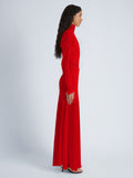 Proenza Schouler Side image of model wearing Paula Dress in Sheer Crepe Jersey in red