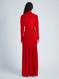 Proenza Schouler Back image of model wearing Paula Dress in Sheer Crepe Jersey in red