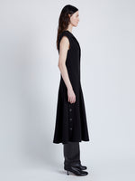 Proenza Schouler Side image of model wearing Chantal Dress in Matte Viscose Crepe in BLACK