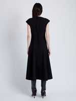 Proenza Schouler Back image of model wearing Chantal Dress in Matte Viscose Crepe in BLACK