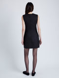 Proenza Schouler Back full length image of model wearing Skyler Dress in Wool Twill Suiting in BLACK