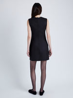 Proenza Schouler Back full length image of model wearing Skyler Dress in Wool Twill Suiting in BLACK