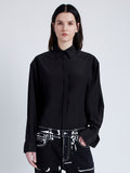 Proenza Schouler Front cropped image of model wearing Demi Blouse in Stretch Silk Viscose in BLACK