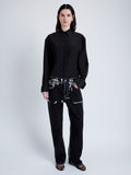 Proenza Schouler Front image of model wearing Demi Blouse in Stretch Silk Viscose in BLACK