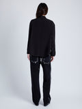 Proenza Schouler Back full length image of model wearing Demi Blouse in Stretch Silk Viscose in BLACK