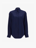 Proenza Schouler Still Life image of Demi Blouse in Stretch Silk Viscose in NAVY