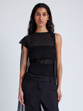 Proenza Schouler cropped front image of model wearing Aurora Top in Chiffon