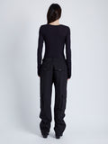 Proenza Schouler Back full length image of model wearing Kaiya Top in Sheer Slub Jersey in MIDNIGHT