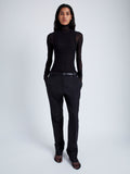 Proenza Schouler Front full length image of model wearing Rio Top in Stretch Tulle Jersey in BLACK