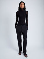 Proenza Schouler Front full length image of model wearing Rio Top in Stretch Tulle Jersey in BLACK