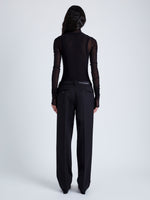 Proenza Schouler Back full length image of model wearing Rio Top in Stretch Tulle Jersey in BLACK