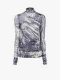 Proenza Schouler Still Life image of Rio Top in Printed Stretch Tulle Jersey in CONCRETE