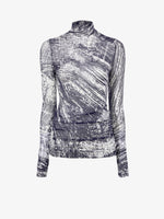 Proenza Schouler Still Life image of Rio Top in Printed Stretch Tulle Jersey in CONCRETE