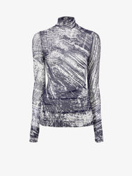 Proenza Schouler Still Life image of Rio Top in Printed Stretch Tulle Jersey in CONCRETE