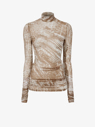 Proenza Schouler Still Life image of Rio Top in Printed Stretch Tulle Jersey in WOOD