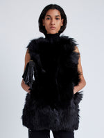 Proenza Schouler Front cropped image of Aubrey Vest in Shearling No Hood in BLACK