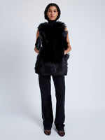 Proenza Schouler Front image of Aubrey Vest in Shearling No Hood in BLACK