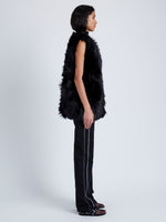 Proenza Schouler Side image of Aubrey Vest in Shearling No Hood in BLACK