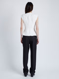 Proenza Schouler Back full length image of model wearing Janet Top in Matte Viscose Crepe in WHITE