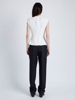 Proenza Schouler Back full length image of model wearing Janet Top in Matte Viscose Crepe in WHITE