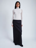 Proenza Schouler Front full length image of model wearing Adriana Skirt in Wool Twill Suiting in BLACK