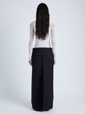 Proenza Schouler Back full length image of model wearing Adriana Skirt in Wool Twill Suiting in BLACK