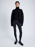 Proenza Schouler Front full length image of model wearing Stilsman Pant in Compact Jersey in BLACK