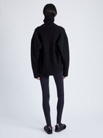 Proenza Schouler Back full length image of model wearing Stilsman Pant in Compact Jersey in BLACK