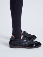 Proenza Schouler Detail image of model wearing Stilsman Pant in Compact Jersey in BLACK