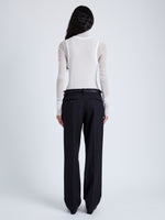 Proenza Schouler Back full length image of model wearing Teddy Pant in Wool Twill Suiting in BLACK